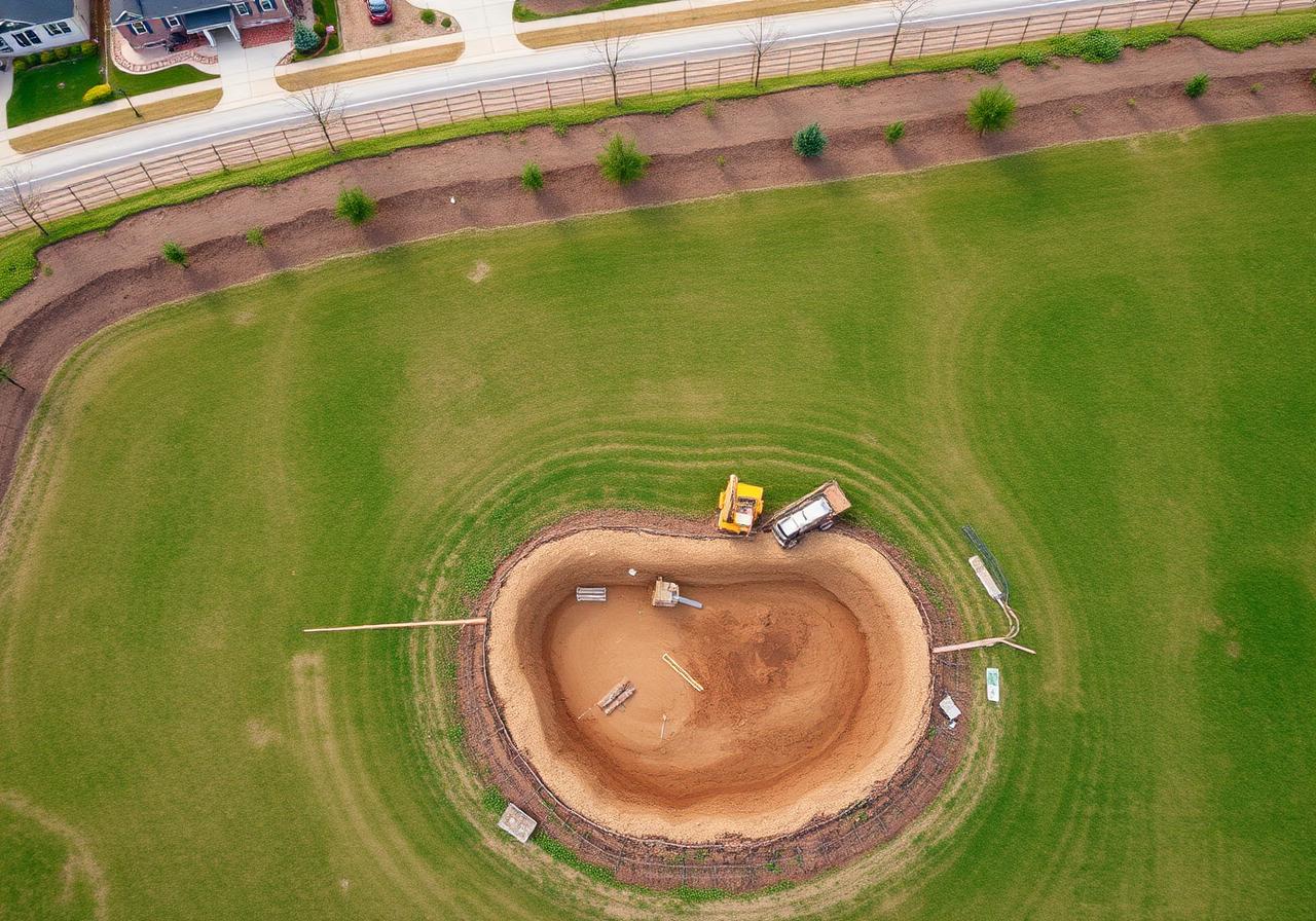 Aerial view of completed excavation site